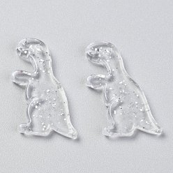 Прозрачный Акриловые подвески, блеск порошок, динозавр, прозрачные, 29x16x3.5 мм, отверстие : 1.5 мм