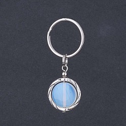 Опал Брелок из опалита, с соединительными кольцами из сплава и 316 фурнитура из хирургической нержавеющей стали, плоско-круглые, 58 мм