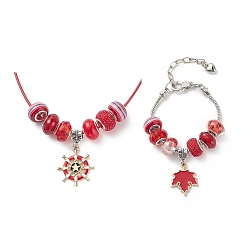 (123L) Белый крем непрозрачный блеск Набор для изготовления ожерелья в европейском стиле своими руками для ребенка, включая изготовление браслета из латуни и ожерелья из восковой веревки, Подвеска из сплава с большими отверстиями и бусины из смолы, огнеупорный кирпич, Кулон : 33~36 мм, отверстие : 5 мм, 16 шт / комплект