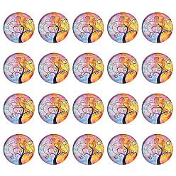 Сливовый Половина раунд / купол дерево шаблон стекло Flatback кабошоны для поделок проектов, слива, 25x6 мм