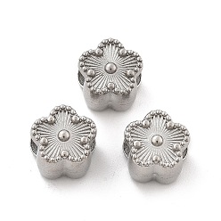 Цветок 304 из нержавеющей стали европейские шарики, большие шарики отверстия, цвет нержавеющей стали, цветок, 10x10x7.5 мм, отверстие : 4 мм