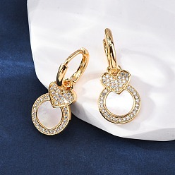 Настоящее золото 18K Серьги-кольца в форме сердца с плоскими круглыми латунными микрокристаллами из прозрачного кубического циркония, с оболочкой, без кадмия и без свинца, стойки покрытие, долговечный, реальный 18 k позолоченный, 24.5x11.5 мм