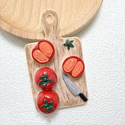 Красный Непрозрачные подвески смолы, разделочная доска с помидорами, красные, 68.5x40x17.5 мм, отверстие : 3.5 мм