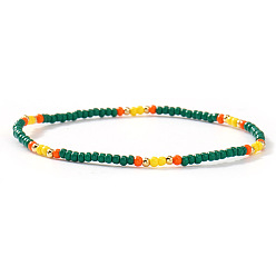 Зеленый Браслеты из стеклянного бисера и латунных бусин на летнюю тематику, эластичные., простые украшения для женщин, которые можно носить в несколько рядов, roundelle, зелёные, 6.50 дюйм (16.5 см)