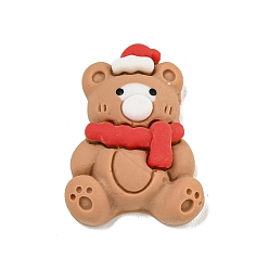Медведь Рождественская тема, непрозрачная смола, декодированные кабошоны, медведь, 24.5x18.5x6.5 мм