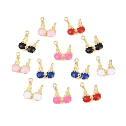 Золотой Подвески из эмали и сплава, стойки покрытие, украшения для нижнего белья, без кадмия, без никеля и без свинца, золотые, 19x16x6 мм, отверстие : 1.8 мм