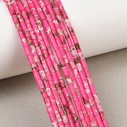 Hot Pink Dyed Synthetic Imperial Jasper Beads Strands, Column, Hot Pink, 4x2mm, Hole: 0.8mm, about 102pcs/strand, 15.75''(40cm)