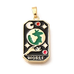 Palm Латунные эмалевые подвески с картами таро, реальный 18 k позолоченный, стойки покрытие, без свинца и без кадмия, прямоугольные, ладонь, 25x14x2.5 мм, отверстие : 4.5x2.5 мм