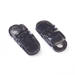 Black Transparent Eco-Friendly PC Plastic Baby Pacifier Clips, Black, 32x12.5x9mm, Hole: 6.5x4.5mm