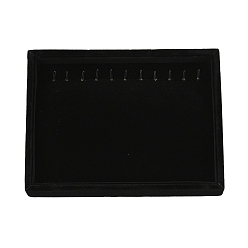 Black Velvet Necklace Display Storage Boxes, Plush Necklace Organizer Trays, Rectangle, Black, 20.1x15.2x3.15cm