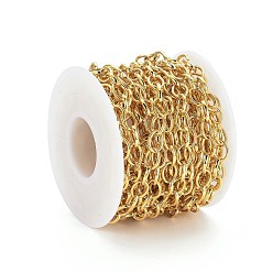 Real 18K Gold Plated Brass Cable Chains, Soldered, with Spool, Flat Oval, Long-Lasting Plated, Real 18K Gold Plated, 8x6x1.1mm, about 16.4 Feet(5m)/roll
