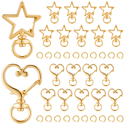 Золотой 20 комплекты 2 стили, поворотные застежки из сплава, застежки-защелки для шнурков с открытыми кольцами для прыжков, золотые, 34x23.5~24x6~7 мм, отверстие : 8.9 мм, 10 наборы / стиль