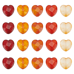Red Agate Cuentas de ágata roja naturales hebras, facetados, corazón, 10x10x5 mm, agujero: 1.2 mm, sobre 20 unidades / cadena, 76.77'' (195 cm)