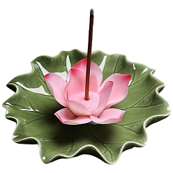 Ярко-Розовый Фарфоровые курильницы в виде листьев и цветов лотоса, держатели благовоний, домашний офис чайхана дзен буддийские принадлежности, ярко-розовый, 90x30 мм