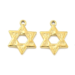 Настоящее золото 18K Вакуумное покрытие pvd 304 подвески из нержавеющей стали, звезда Дэвида Шарма, реальный 18 k позолоченный, 17x13x1.5 мм, отверстие : 1.6 мм
