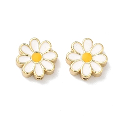 Настоящее золото 18K Латунь эмаль бисера, подсолнечник, долговечный, без кадмия и без свинца, стойки покрытие, реальный 18 k позолоченный, 10x3.5 мм, отверстие : 1.2 мм