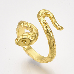 Золотой Сплав манжеты кольца пальцев, змея, золотые, Размер 5, 15.5 мм
