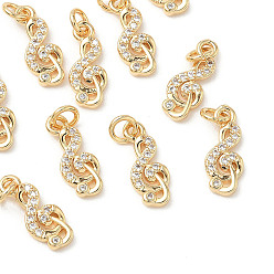 Real 18K Gold Plated SHEGRACE Brass Micro Pave Cubic Zirconia Pendants, Musical Note Charms, Cadmium Free & Nickel Free & Lead Free, Clear, Real 18K Gold Plated, 13x5x2mm, Hole: 2.8mm