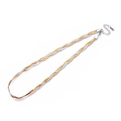 (52) Непрозрачная лаванда 5.5мм 3-цвет 304 ожерелья из плетеной кубинской цепочки из нержавеющей стали, ионное покрытие (ip), разноцветные, 16.14 дюйм (41 см)