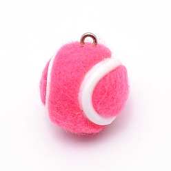 Pink Cloth Fabric Pendants, with Platinum Tone Iron Loop, Tennis, Pink, 7/8x3/4 inch(22x19mm), Hole: 2mm