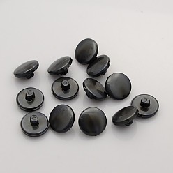 Black Acrylic Shank Buttons, 1-Hole, Flat Round, Black, 13x7mm, Hole: 1.6mm