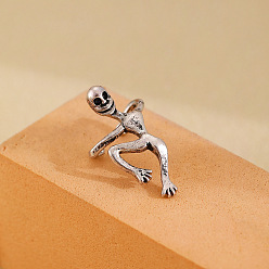 Античное Серебро Латунные серьги-манжеты, спортсмен, античное серебро, 20x11 мм