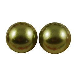 Olive ABS Plastic Imitation Pearl Cabochons, Half Round, Olive, 10x5mm