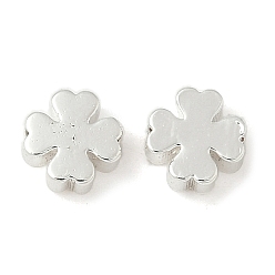 Клевер Латунные бусины, стойки покрытие, долговечный, серебряные, клевер, 6x6x2.5 мм, отверстие : 1.4 мм
