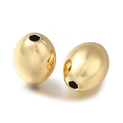 Настоящее золото 18K Стойки обшивки латунные бусины, долговечный, без свинца и без кадмия, рис, реальный 18 k позолоченный, 14x10 мм, отверстие : 2.5 мм