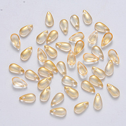 Светло-хаки Прозрачные брызги окрашенные стеклянные подвески, с блеском порошок, слеза, светлый хаки, 9.5x5x3 мм, отверстие : 1.2 мм