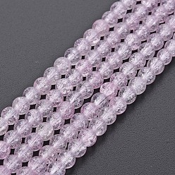 Фиолетовый Стеклянные бусины кракле, окрашенная и подогревом, круглые, фиолетовые, 4 мм, отверстие : 0.8 мм, около 98~100 шт / нитка, 15.35 дюйм (39 см)
