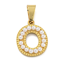 Letter O Ионное покрытие (ip) 304 подвески из нержавеющей стали, с ABS имитации жемчуга, Письмо O, 17x13.5x3.3 мм, отверстие : 6x3 мм