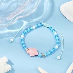 Светло-Голубой Браслеты из бисера черепахового цвета с синтетической бирюзой для женщин, с матовыми стеклянными бусинами, Небесно-голубой, внутренний диаметр: 2~3-1/8 дюйм (5~8 см)