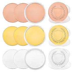 Couleur Mélangete 12pcs 3 couleurs pièces commémoratives vierges en fer, pièces porte-bonheur, avec étui de protection, plat rond, pour l'artisanat de gravure au laser, couleur mixte, 40x3mm, 4 pcs / couleur