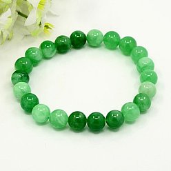 Grün Natürliche weiße Jade Stretch-Armbänder, gefärbt, grün, 58 mm