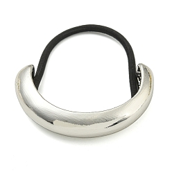 Платина Резинки для волос, изогнутая трубка сплав держатель для волос "конский хвост", аксессуары для волос для женщин и девочек, платина, внутренний диаметр: 51 мм, Кулон : 10x52x6 мм