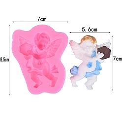 Angel & Fairy DIY Silicone Molds, Fondant Molds, Resin Casting Molds, for Chocolate, Candy, UV Resin & Epoxy Resin Craft Making, Hot Pink, Angel & Fairy, 85x70x18mm