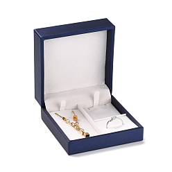 Medium Blue PU Leather Jewelry Box, for Pendant, Ring and Bracelet Packaging Box, Square, Medium Blue, 9x9x4.5cm