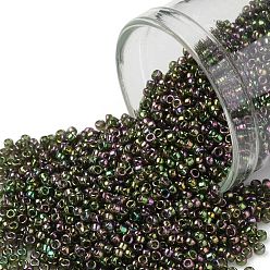 (323) Gold Luster Olivine Toho 15/0 runde Perlen, japanische Rocailles, (323) Goldglanz Olivin, 1.5 mm, Bohrung: 0.7 mm, über 3000pcs / Flasche, 10 g / Flasche