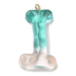 Letter I Смола подвеска, с обнаружением железного кольца, Письмо ~ Z, Буква "i", 39.5x21x7 мм, отверстие : 2 мм