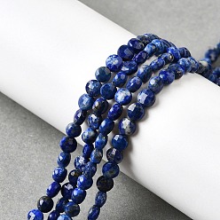 Ляпис-Лазурь Нитки бусины из натурального ляписа-лазури, граненый квадратный разрез, плоско-круглые, 4x2.5 мм, отверстие : 0.7 мм, около 111 шт / нитка, 15.24'' (38.7 см)