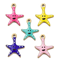 (52) Непрозрачная лаванда Ионное покрытие (ip) 201 брелоки из нержавеющей стали, с эмалью, реальный 18 k позолоченный, морское животное, очарование морской звезды, разноцветные, 15x11.5x1.5 мм, отверстие : 1.6 мм
