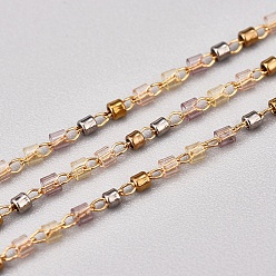 (932FM) Темно-синий аква-матовый с подкладкой Цельнозерновые бисерные цепочки, с кабельными цепями из нержавеющей стали, несварные, с катушкой, золотые, темно-золотистые, 1~2x0.9~1.5 мм, около 26.24 футов (8 м) / рулон