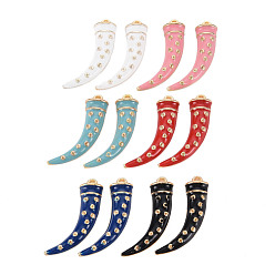 (52) Непрозрачная лаванда Стойки обшивки сплава эмали подвески, без кадмия, без никеля и без свинца, перец, золотой свет, разноцветные, 28x19x4 мм, отверстие : 1.5 мм