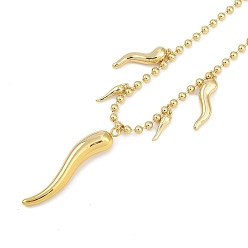 Настоящее золото 18K Стойка латунь латунь итальянский рог cornicello нагрудник ожерелья, без кадмия и без свинца, долговечный, реальный 18 k позолоченный, 16.81 дюйм (42.7 см)