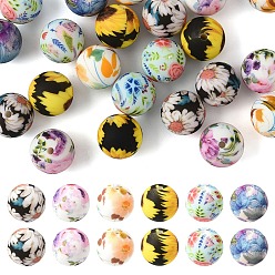 (52) Непрозрачная лаванда 24шт 6 стили печатных круглых силиконовых фокусных бусин, разноцветные, 15 мм, отверстие : 2 мм, 4 шт / стиль