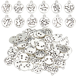 Античное Серебро 72Штатные подвески со знаками зодиака 12 Подвеска-шарм в виде созвездия из сплава для изготовления ювелирных изделий, ожерелий, сережек и поделок, античное серебро, 17x14 мм