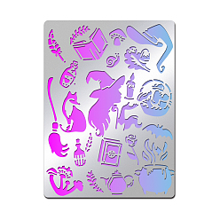 Witch Трафареты для резки металла из нержавеющей стали на Хэллоуин, для diy scrapbooking / фотоальбом, декоративное тиснение, матовый цвет нержавеющей стали, ведьма, 140x190 мм