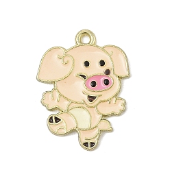Свинья Подвески из эмали и сплава, золотые, китайский зодиакальный амулет, свинья, 22.5x17x1.5 мм, отверстие : 1.4 мм