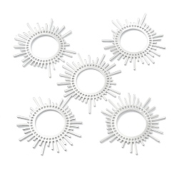 Real Platinum Plated SHEGRACE Brass Pendants, Sun Charms, Cadmium Free & Lead Free & Nickel Free, Real Platinum Plated, 42x45x1mm, Hole: 1mm